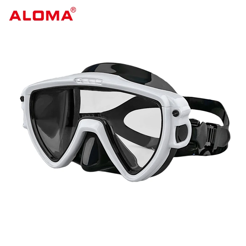 Aloma custom novo equipamento de mergulho 1lente única óculos de silicone de mergulho livre de mar profundo máscara de mergulho noturno com suporte e luz