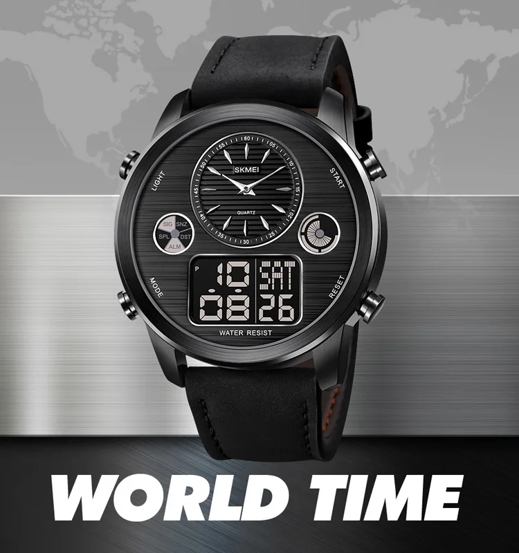 Skmei 1653 Analog Digital Leather Watches