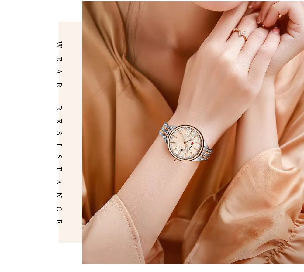 CURREN 9099 Small Dial Simple Design Quartz Watch Fashion Calendar Casual Waterproof Stainless Steel Strap Business Lady Watches