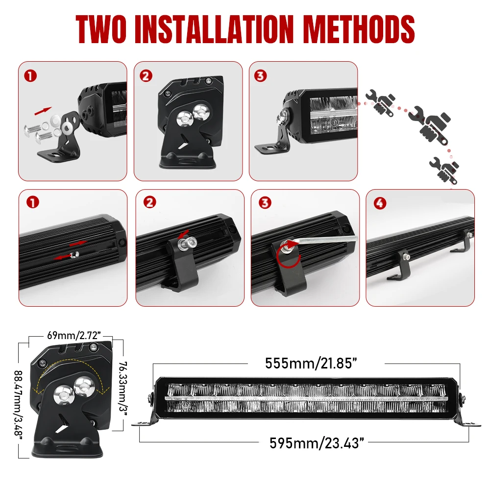 R112 R7 R10 Off Road Led Bar e marked 22'' 32'' 42'' 52 Inch White Amber DRL Piano Key Truck Offroad 4x4 Led Light Bar Position