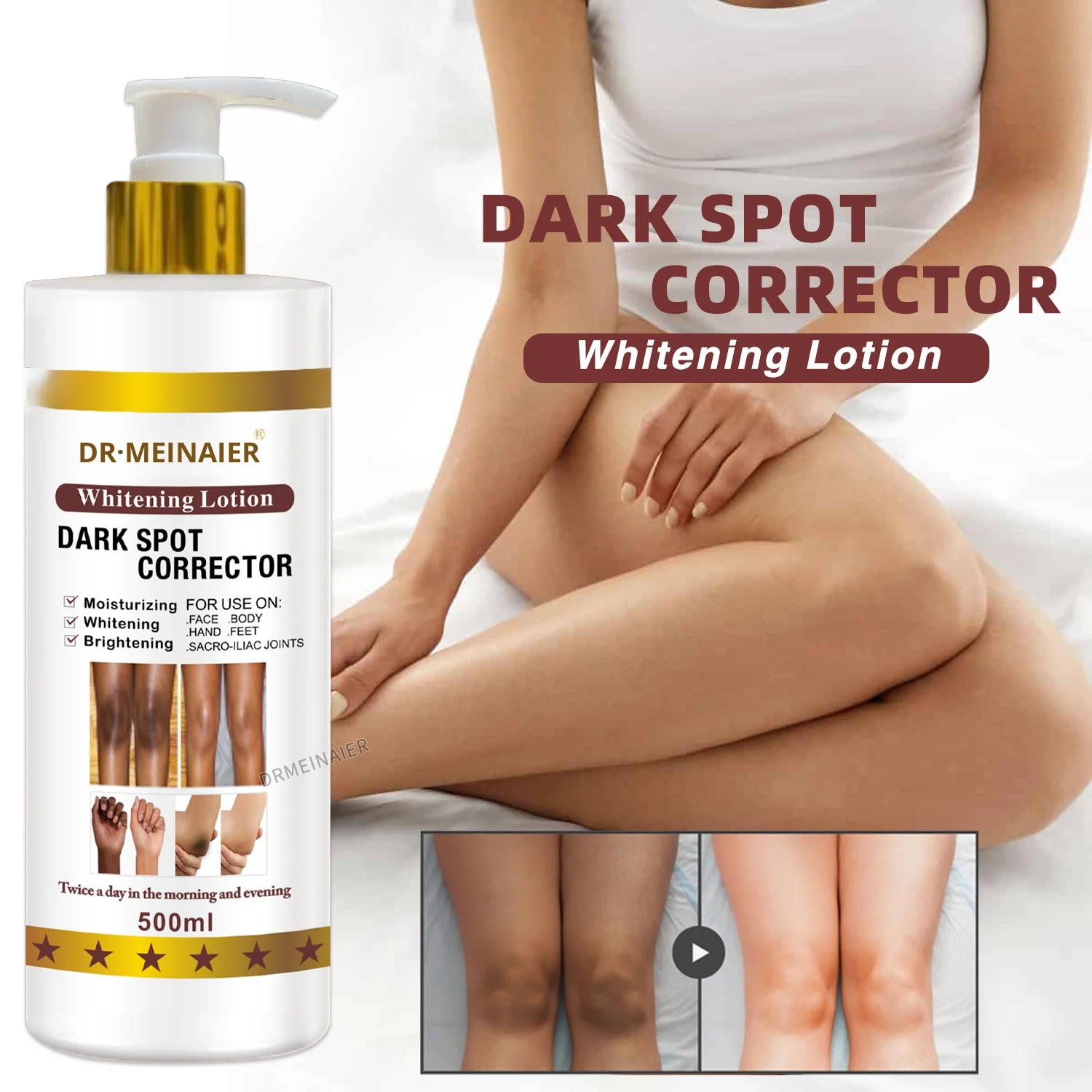 500ml Skin Whitening Body Cream Strong Bleaching Glutathione Dark Spots  Remover Lightening Body Lotion for Dark Knees