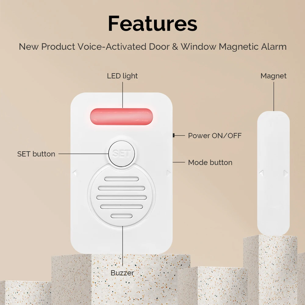 High Sensitivity Voice Sound Door Sensor for Refrigerator/window/air Conditioner/heat Reminder