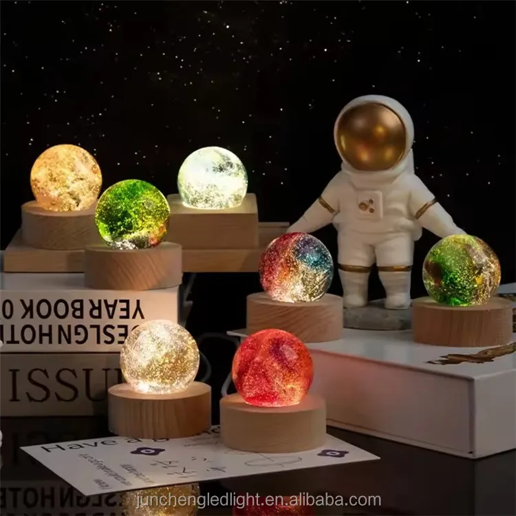 40mm Colorful Glazed Beads Glass Ball Luminous Planets Crystal Handicraft Cosmic Model Gifts Home Room Decoration