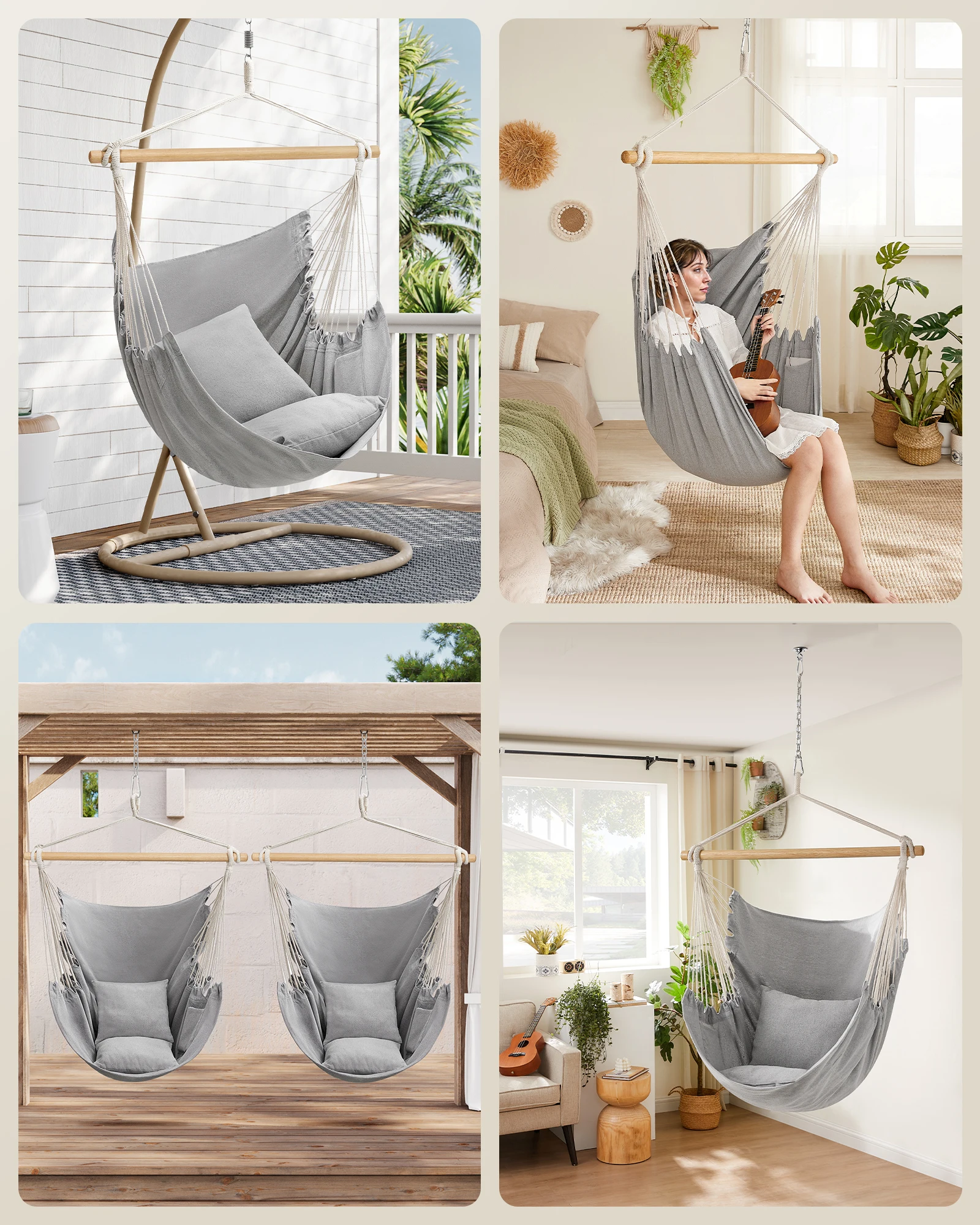 SONGMICS Garden Hanging Hammock Perfect for Outdoor Indoor