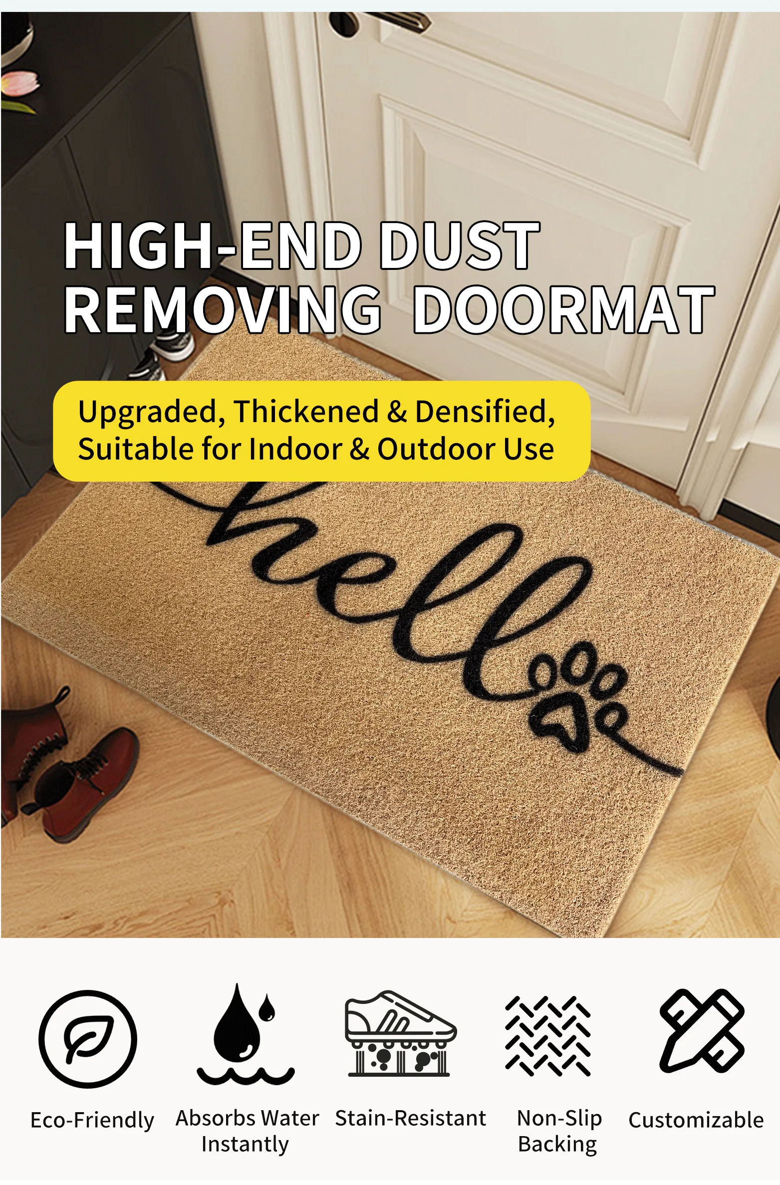 Custom Personalized Welcome Name Flocked Coconut Coco Coir Door Mats Doormats(图2)