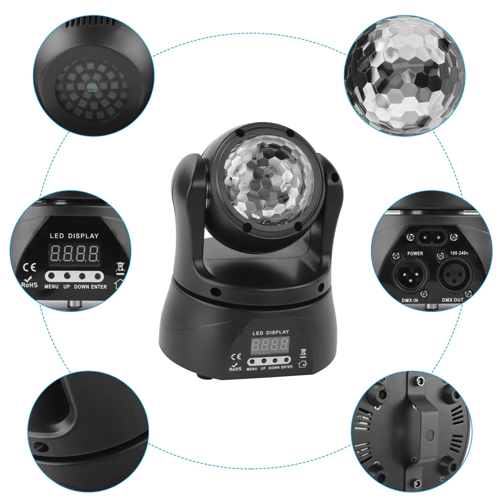 U`king 30W Mini Double Sided Moving Head Stage Light RGBW