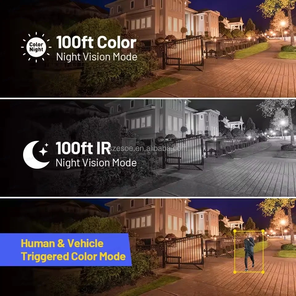 Color night vision vs infrared comparison on 5MP AHD dome camera