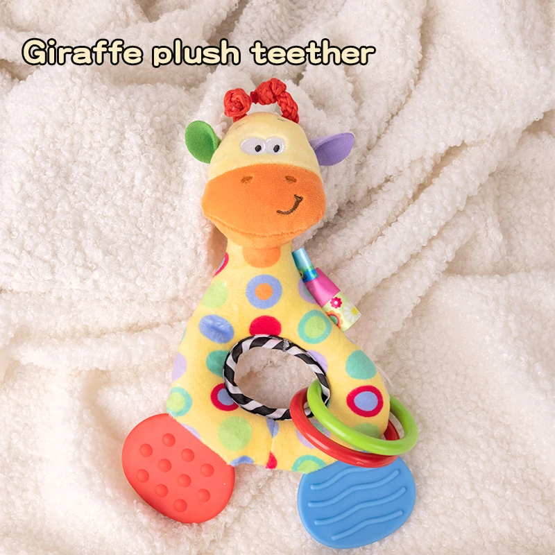 Плюшевые погремушки ручной работы с жирафом милая безопасная коробка кольцо игрушки силиконовый детский Прорезыватель для зубов Набор рождественских