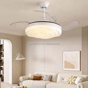 Economic 42-Inch Modern LED Ceiling Fan with DC Motor 72W Invisible LED Light Remote for Home Office and Living Room