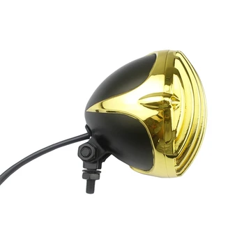 thumbnail image 2 of Finned Prison Grill Headlight For Harley Chopper Bobber Café Racer – 4.7” H4 Black/Chrome 2 of 4