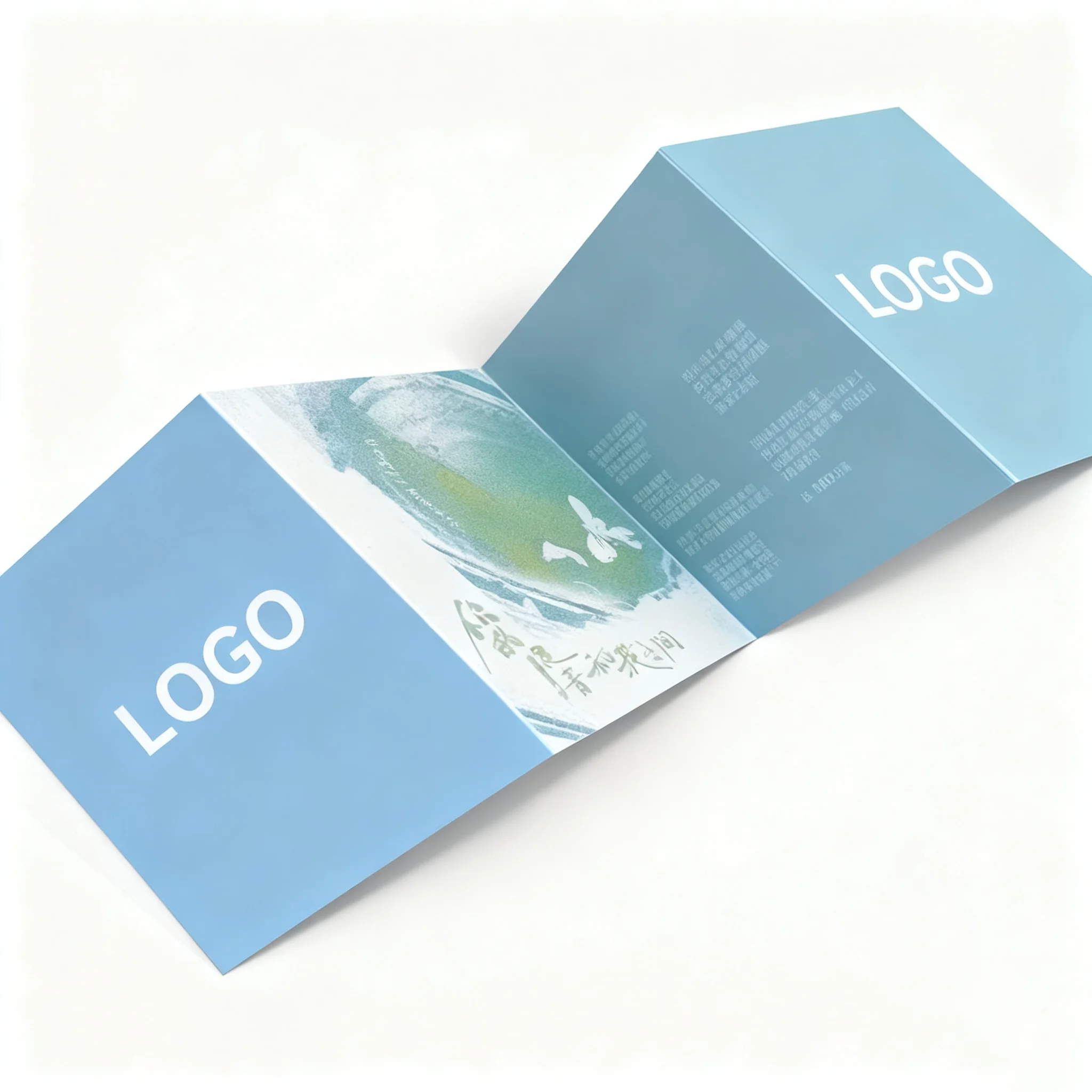 product custom cmyk digital printing a4 double folding leaflet film lamination art coated fancy embossing business brochure quick-8