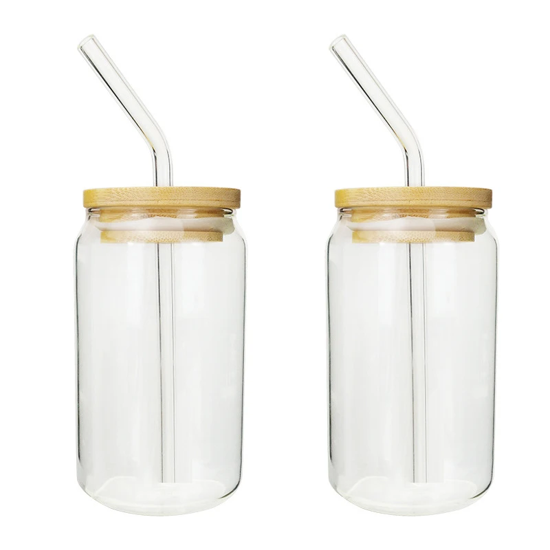 Beer Glass Bamboo Lid Straw Wholesale