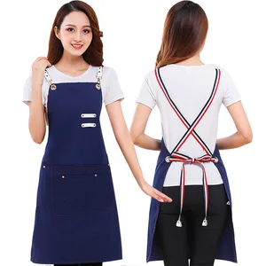 Internet Celebrity Fashion Denim Canvas Apron for Men Women for Catering Kitchen Restaurant Painting Art Custom LOGO Workwear