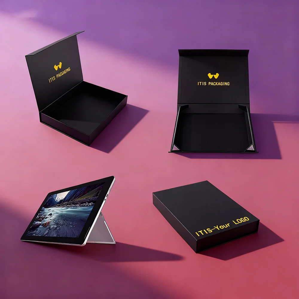 Упаковка для электроники | Роскошный чехол для ноутбука с тиснением | Подарочная коробка с магнитным замком и откидной крышкой