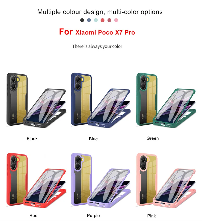Cover SEAHAI Per Xiaomi Poco X5 Pro 5G: Custodia Rigida Con Protezione Schermo Integrata, Antiurto Militare, Colore Rosso Trasparente