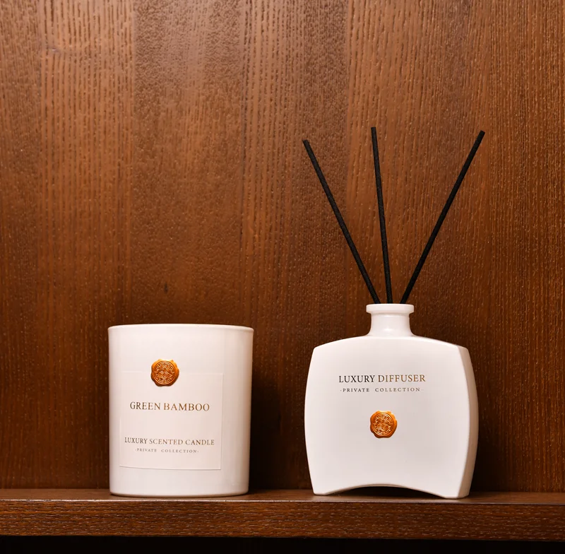 Private Label Glass Jar Luxury Scented Candles And Reed Diffuser Set