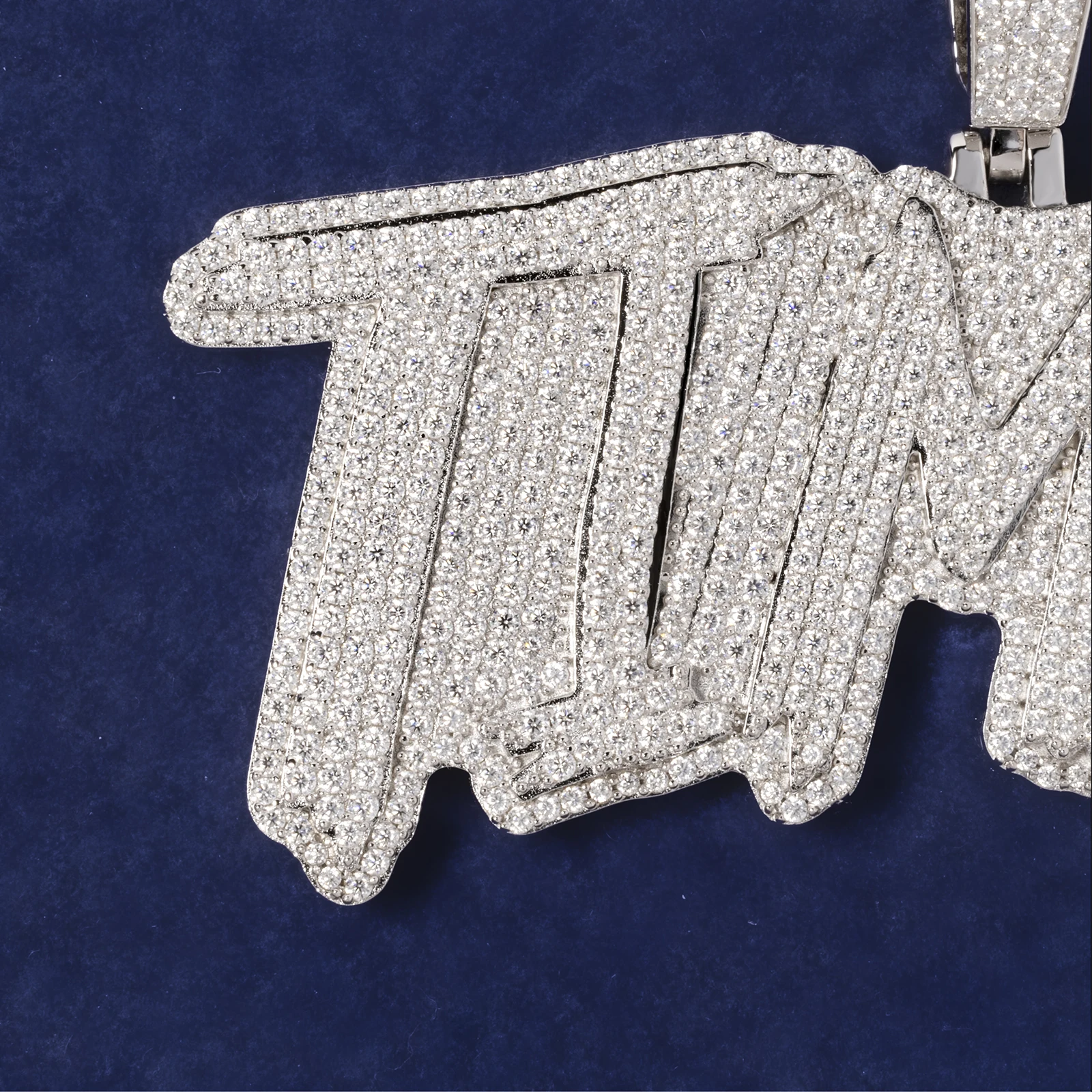 Collana Ghiacciata Con Iniziale - Pendente In Argento 925 O Oro, Gotico Hip Hop, Con Moissanite - Foto 4