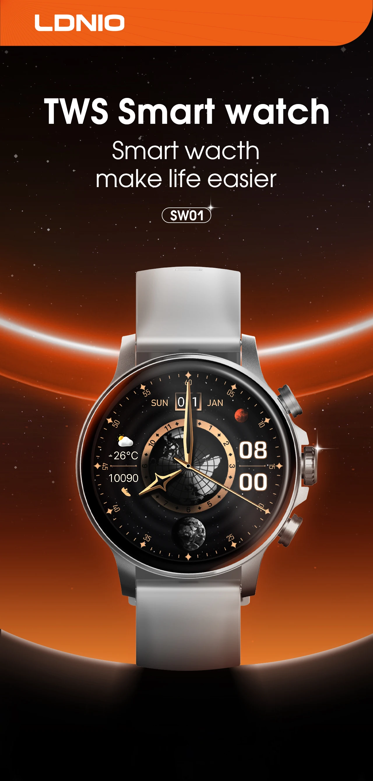 LDNIO SW01 AMOLED Smart Watch description image