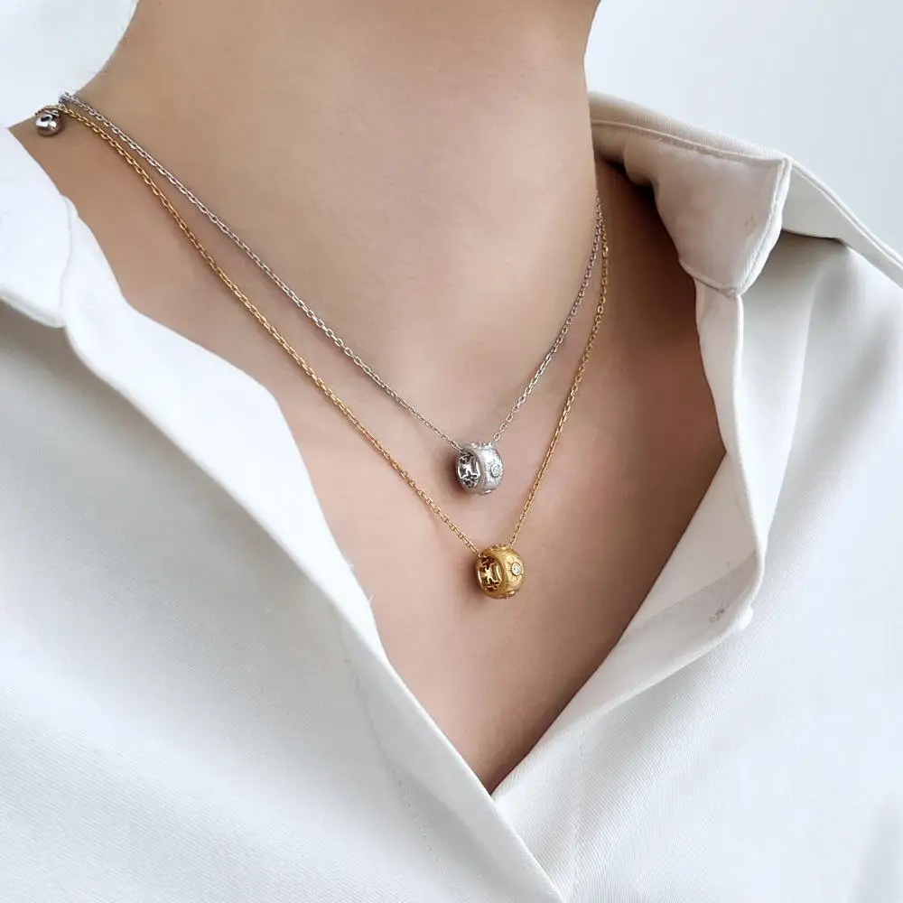 KAKODIY gold-plated luxury fashion 925 sterling silver jewelry pendant women's round tire shape necklace detail 2