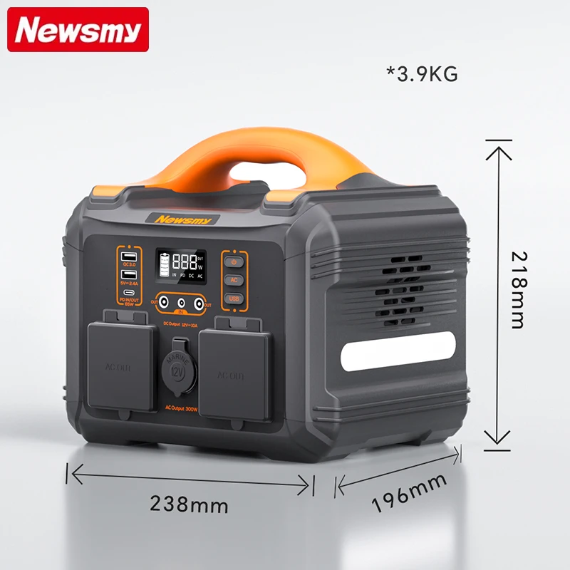 Newsmy 300W Portable Power Station - Solar Generator with MPPT Controller,  Flashlight, RV Port, and 236.25Wh Energy Storage