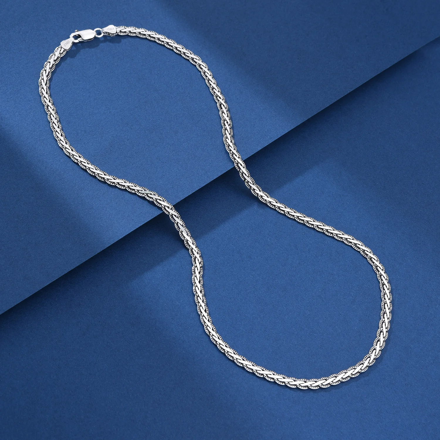 925 Sterling Silver 4mm Twisted Rope Flat Snake Cuban Link Lobster