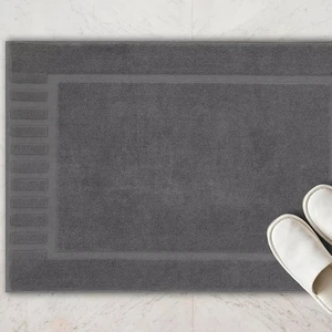 Hotel Bath Mat 100% Cotton 32s Plain Weave Grey Color Non Slip Backing Quick Dry Eco-Friendly Hypoallergenic Durable Quality
