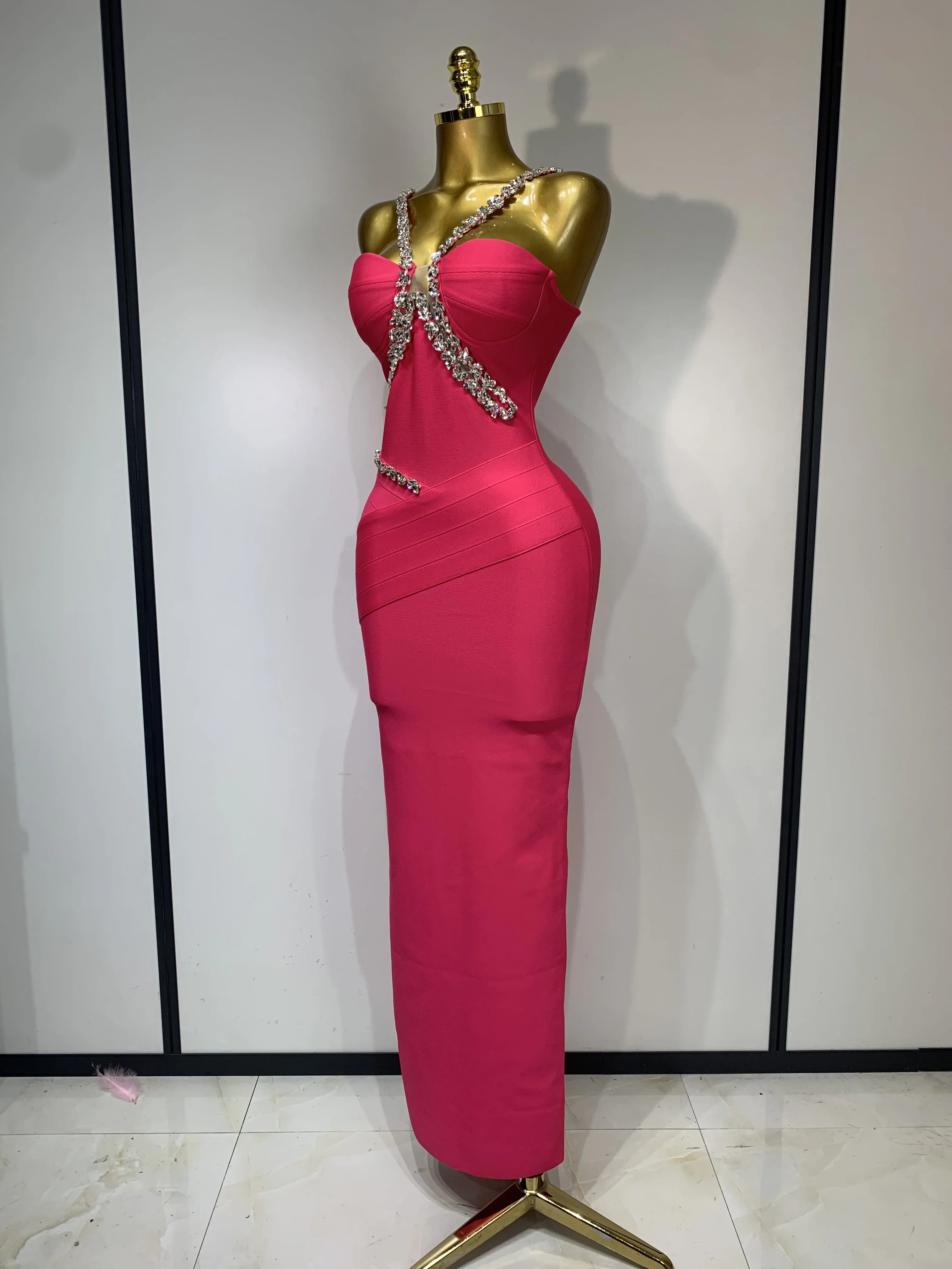 Crystal detail on sleeveless maxi dress