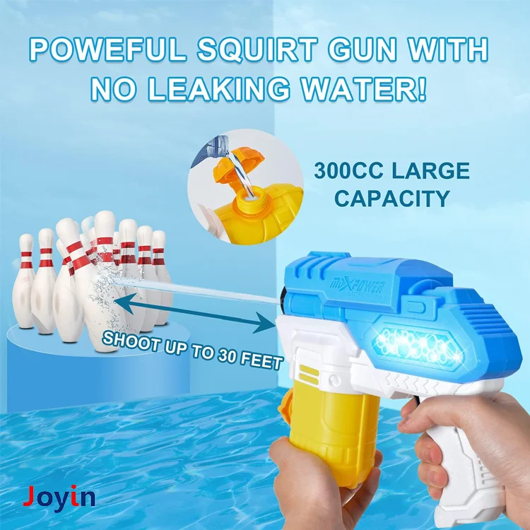 300ml LED Light up Electric Space Blaster Water Gun Toy for Kids Outdoor Pool Backyard Beach Party Galaxy Adventure Play