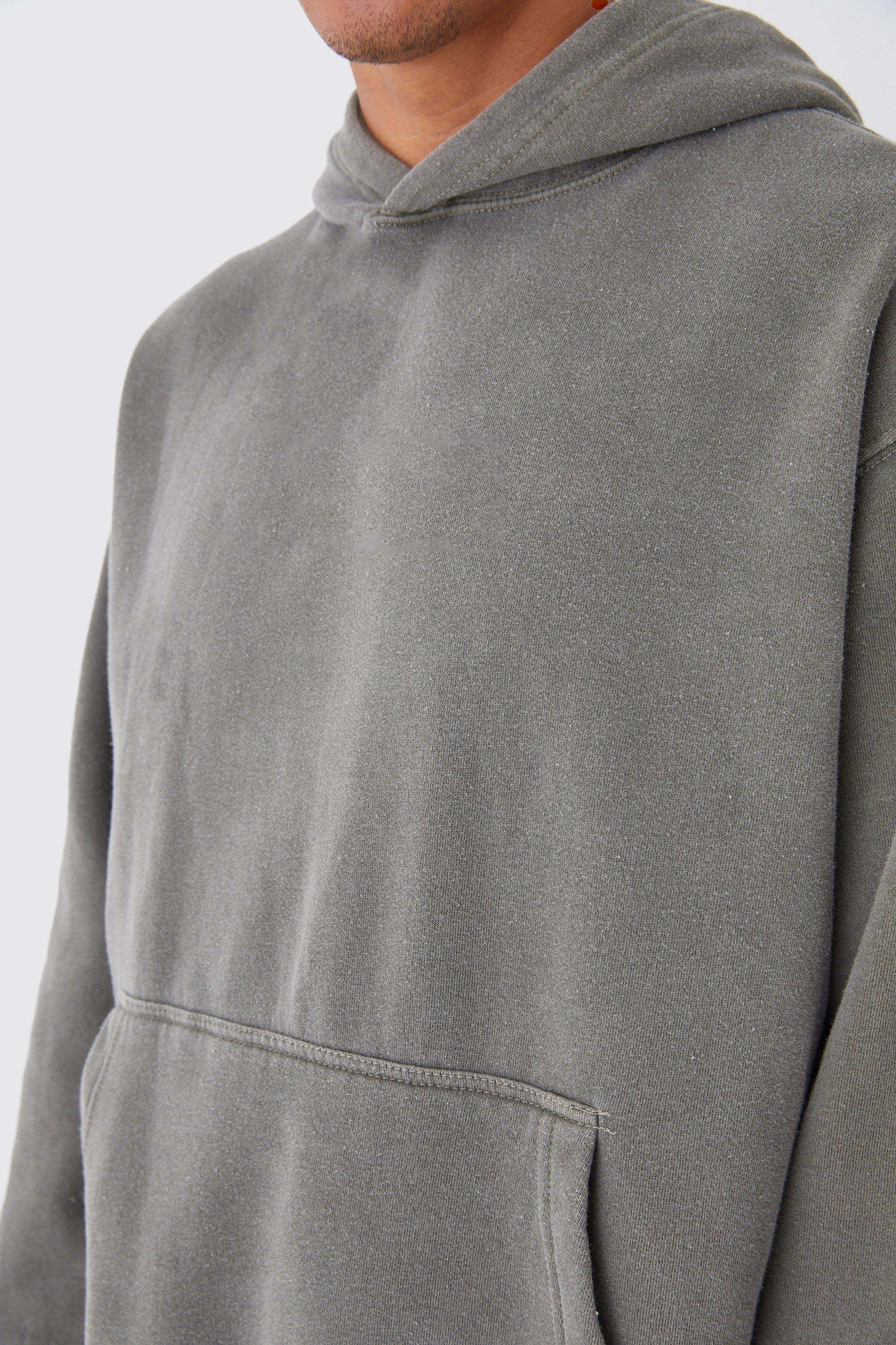 Custom Men's Washed Hoodies Drop Shoulder Streetwear Heavyweight Cotton