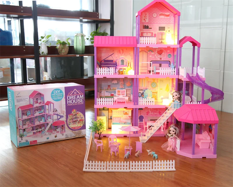 Elegant Doll House Toy Suite Plastic Doll Villa with Furniture and Doll  Accessories for Girls Mini Praetorium Quinta DIY Toy