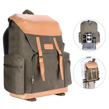 Neewer Camera Backpack Canvas Bag Photography Backpack Water-proof DSLR SLR Camera Bag for Mirrorless Camera Video Camcorder Bag
