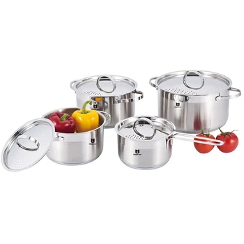 Amazon Hot Selling Kitchenware 8 Pcs Stainless Steel Cooking Pots