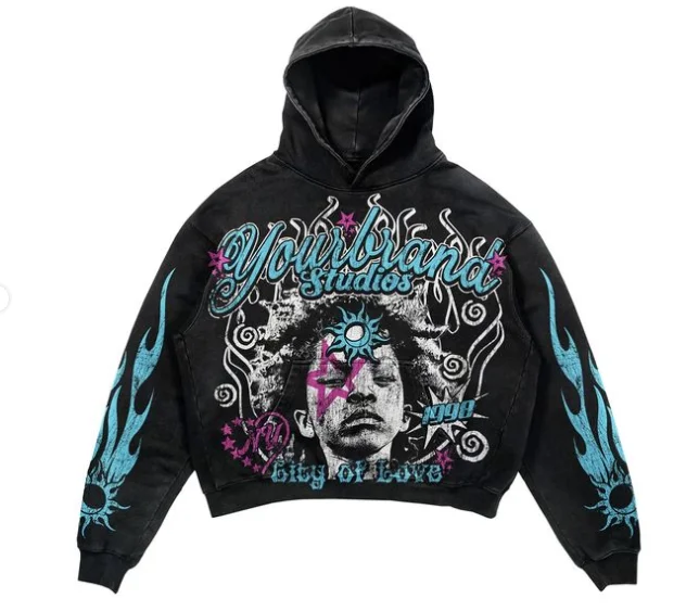 Custom Wholesale Quality Puff Printing Heavyweight Cotton Men Hoody Oversized Custom Print Luxury Pullover Cotton Custom Hoodies gallery 4