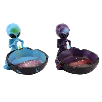 New Funny Resin Ashtray Smoking Alien Cigar Ashtray