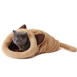 Custom Brand FBA Service Flannel Fleece Cat Kitty snuggle Cave Bed for Cat and Puppy NO 2