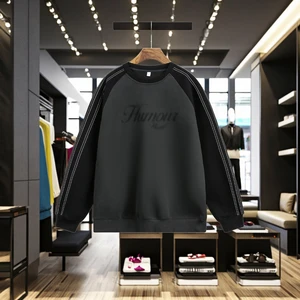 Autumn Winter Men's Retro Fuzzy Solid Fleece Anti-Shrink 360g Sweatshirt American Style Top Jacket Contrasting Colors Regular