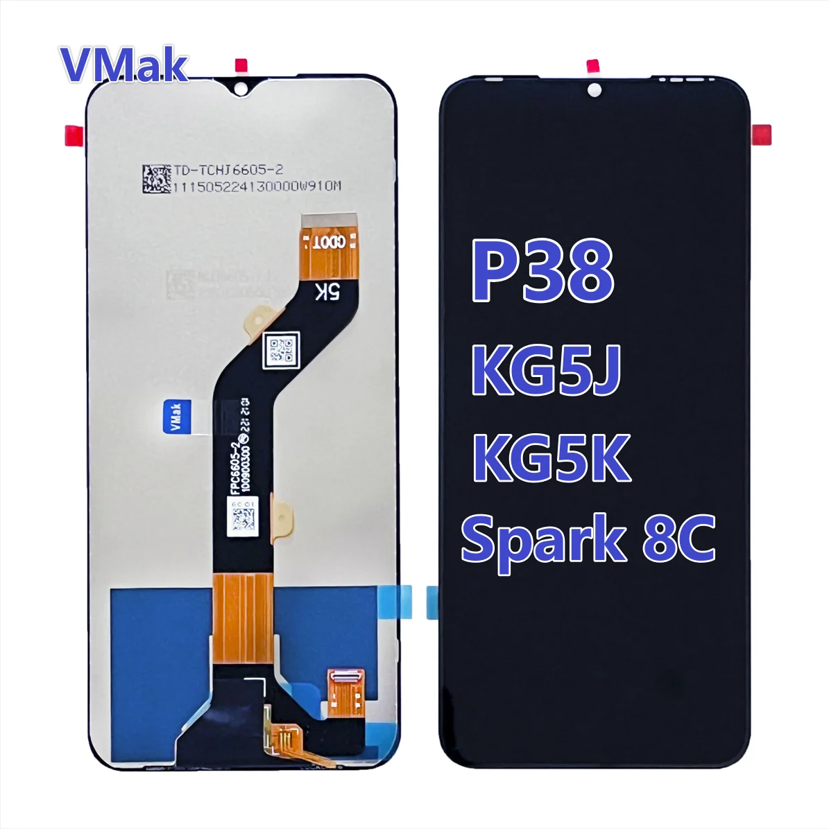 Factory Price Pantalla LCD for Itel P38 LCD Display Touch Screen Accessories for Tecno Spark 8C KG5k