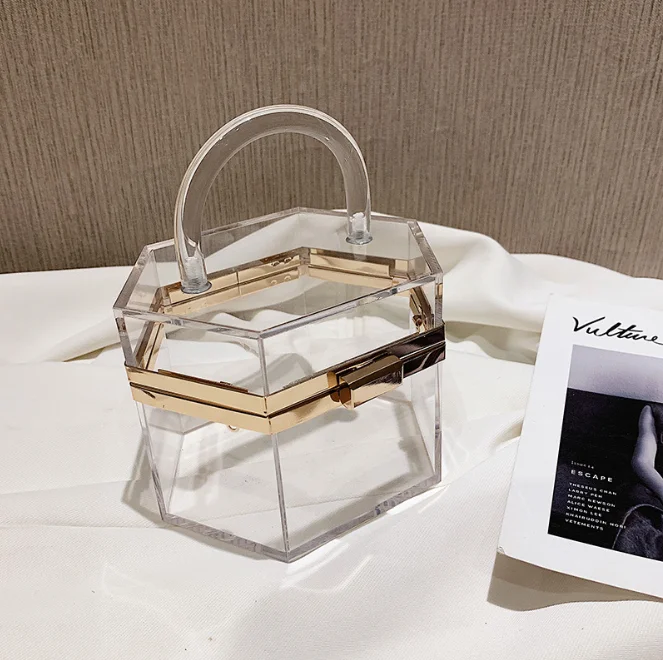 Luxury Designer Clear Box Bag Diamonds Woven Handbags Acrylic