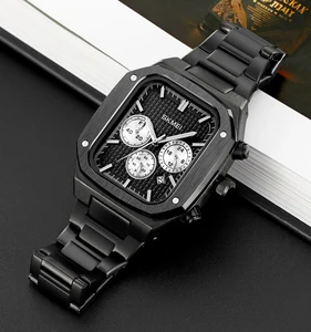 SKMEI 2201 Customized Logo Business Men's Fashion Quartz Watch Square Dial Glass Waterproof Stainless Steel Silver Band Zinc