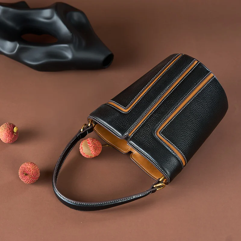 Fashion Design High Quality Customize Logo Lady Leather Crossbody Shoulder Bag Leather Hand Bag for Women’s Bucket Bag