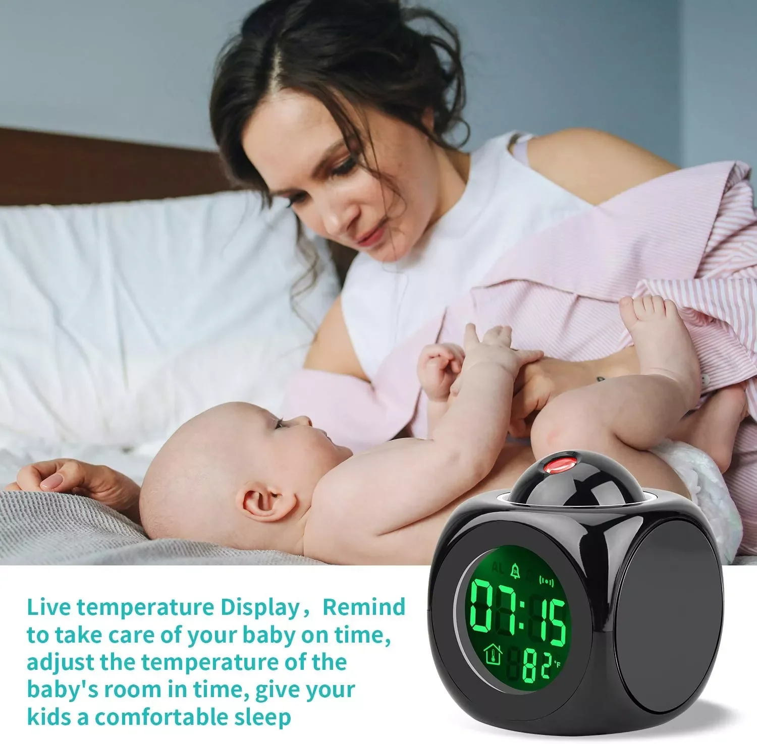 Creative Projection Alarm Clock Wall/Ceiling Led Projection Equipment Lcd Digital Voice Talking Temperature Clock