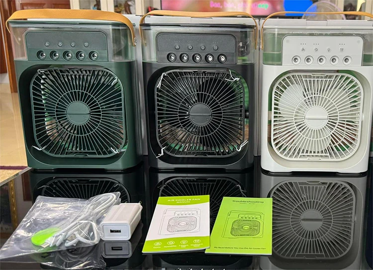 Portable Air Conditioners 3-in-1 Cooling Fan 3-Speed Mist Fan 600ML Water Tank Air Cooler with USB Cable & Ambient Light