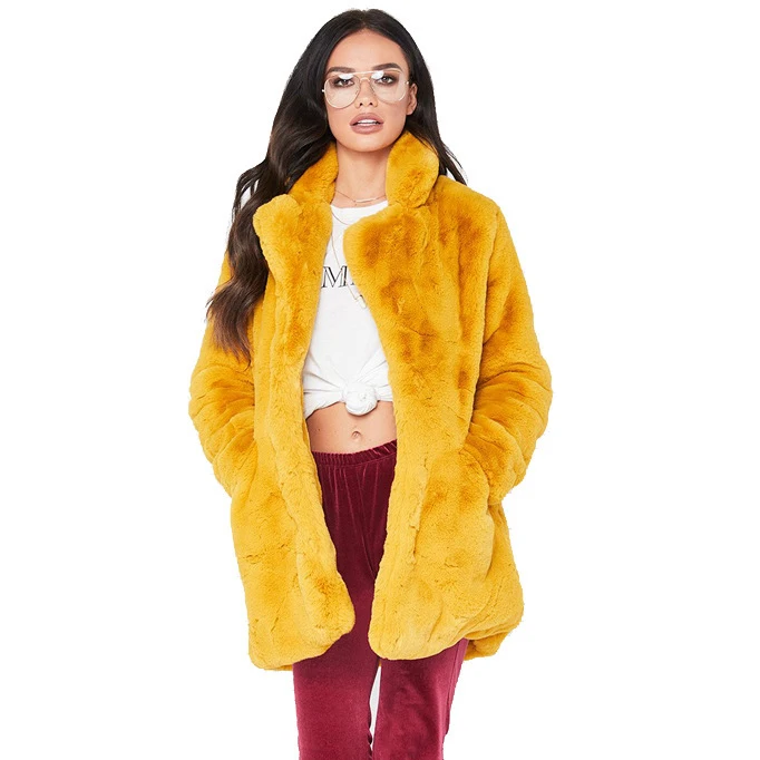 Neon yellow faux fur coat best sale