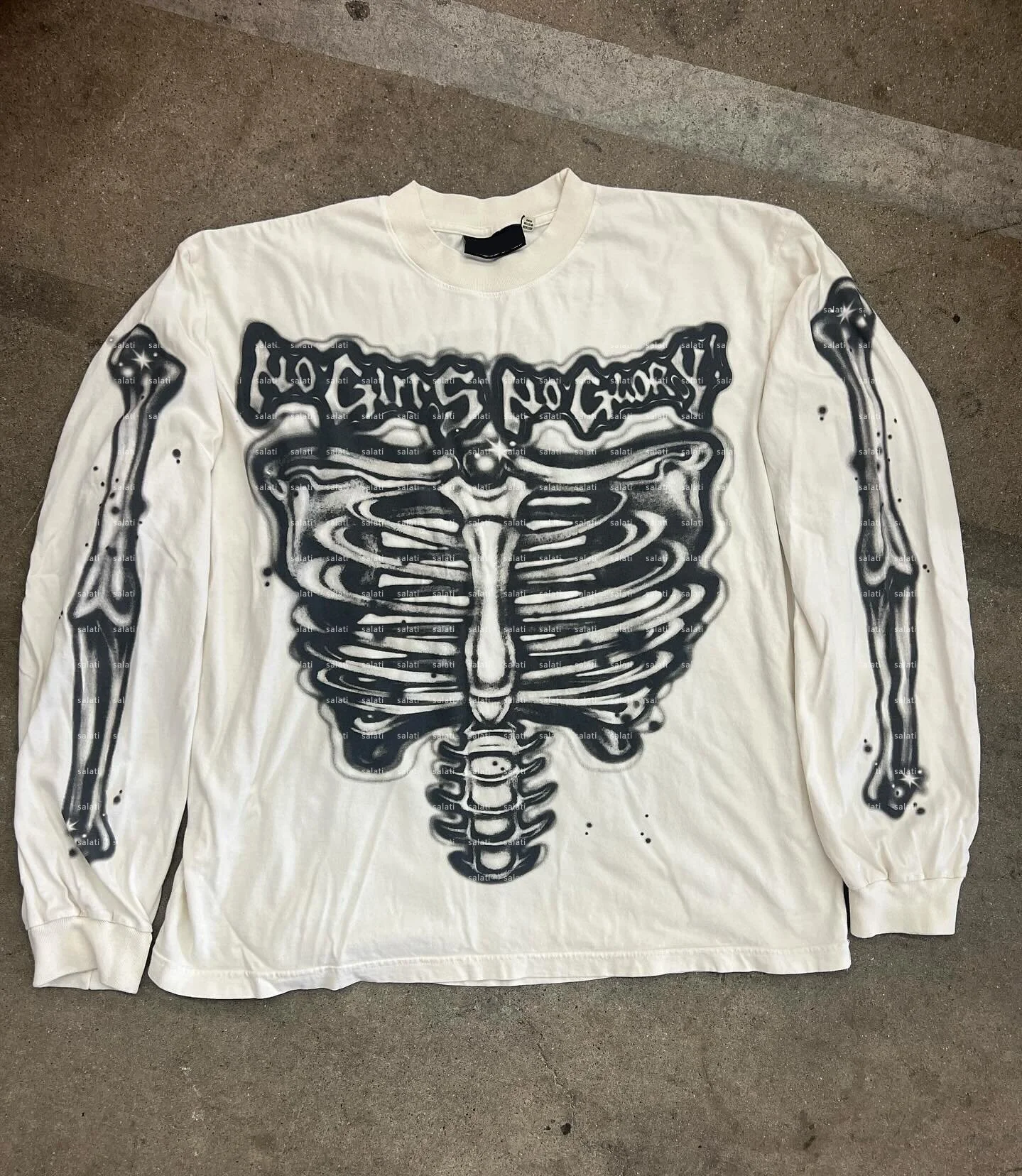 Custom Cotton Long Sleeve T Shirt Oversized Heavy Weight Drop Shoulder Graphic Print Acid Wash Vintage Crew Neck Sweatshirts Men