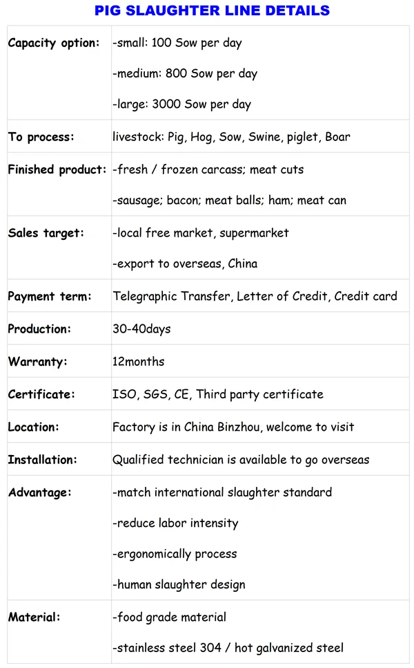Complete pig slaughterhouse equipment, suitable for pork slaughterhouses and meat processing plants