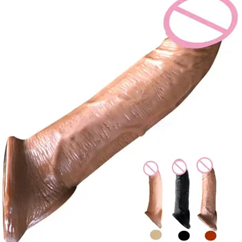Reusable Penis Sleeve Big Penis Extender Condom Cock Extension Dick Enlargement Sex Toys For Men Enlargement Time Delay