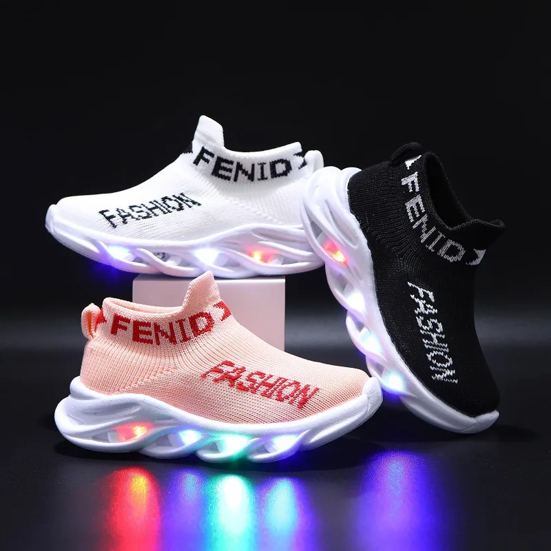 New Trend Children's Casual Shoes Slip On Shock Absorption Led Kid Light Up  Sneakers Shoes For Kids Boys Girls - Buy Breathable Mesh Upper Spring  Autumn Leisure Walking Shoes For Toddlers,Unisex Kids