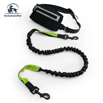 Dog Lead with Double Handles and Bungee Rope Tactical Safety Dog Leash with Aluminium-alloy hook