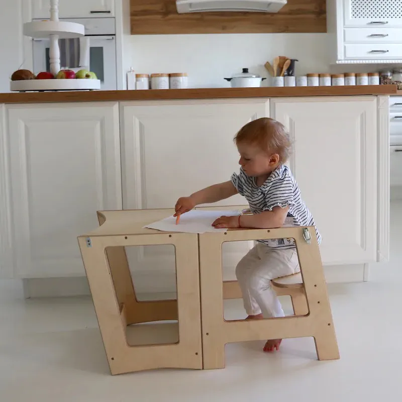 Learning Tower Multifunctional Solid Wood Kitchen Stool for Toddlers Adjustable Height Kitchen Step Stool