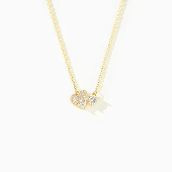 RFJEWEL Sterling Silver Size Full Diamond Love Simple Fashion Romantic Necklace